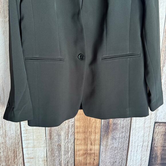 Ann Taylor Blazer The Long Collarless in Fluid Crepe Black NWT Size 10 Work - Picture 4 of 11
